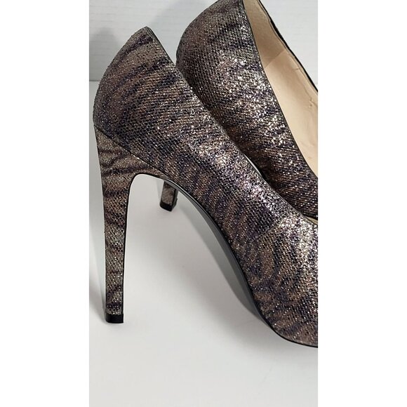 Guess Womens Glitter Peep Toe Metallic Animal Print Stiletto Heels Size 9M - Picture 8 of 13